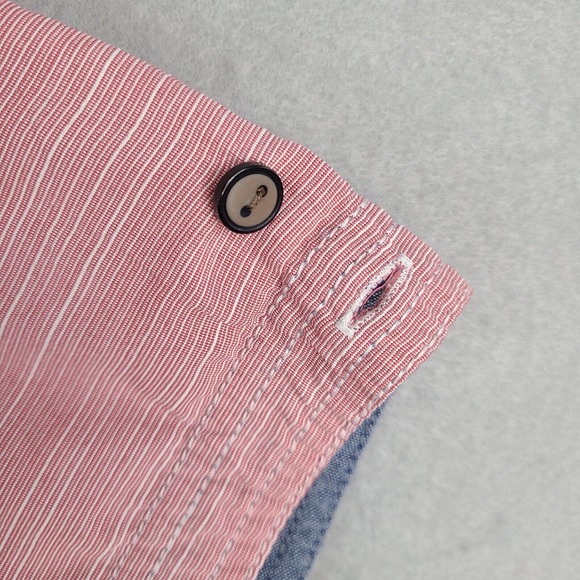 Eighty Eight Shirt Men's XL Red Striped Platinum Short Sleeve Button Down - Picture 4 of 11